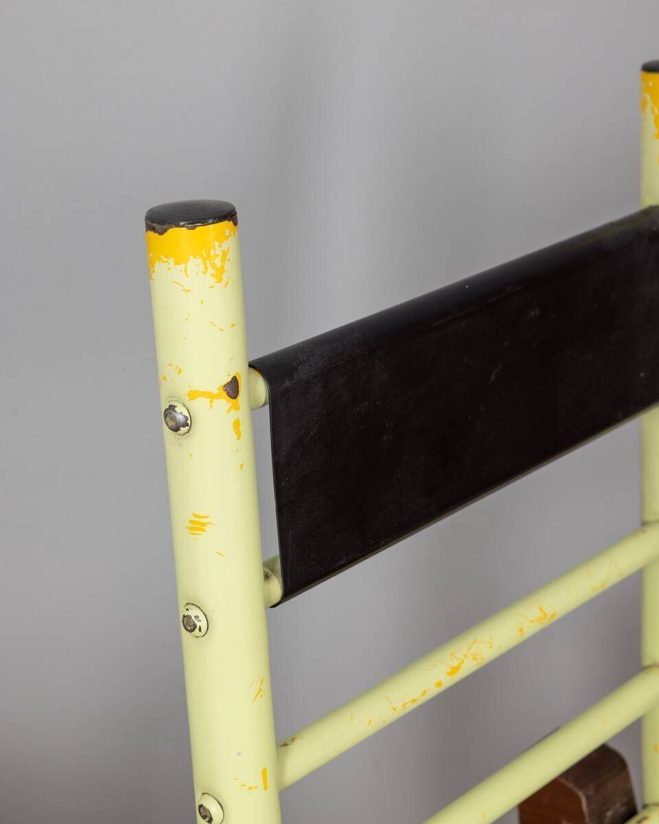 Pair Of Vintage 70s Stools In Iron And Wood Italian Design photo for sale