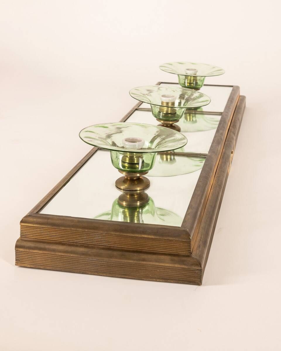 Wall Or Ceiling Light In Brass And Glass, Italian Design From The 1950s photo furniture