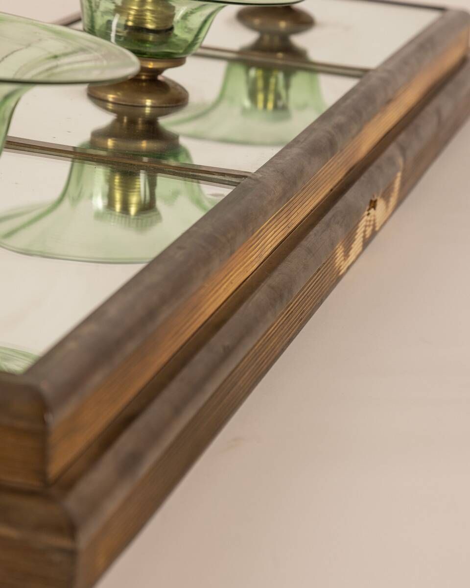 Wall Or Ceiling Light In Brass And Glass, Italian Design From The 1950s photo Lighting