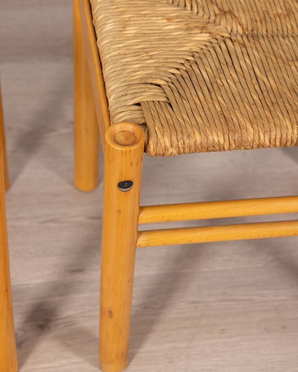 Pair Of Vintage 1970s Hibiscus Design Wooden And Rope Stools photo for sale