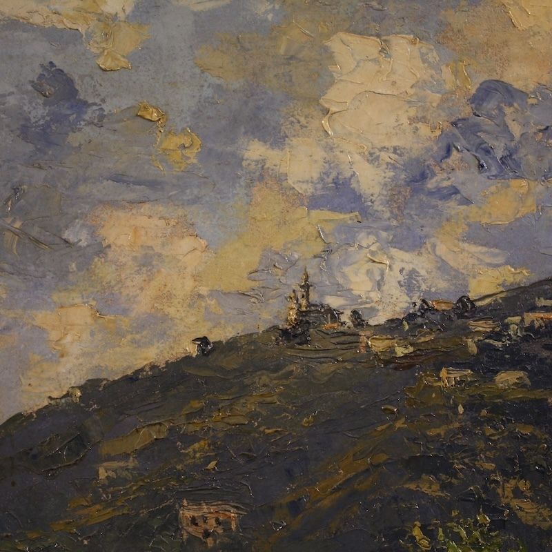 3000.0 Italian Landscape With Figure Painting Signed And Dated 1914 photo
