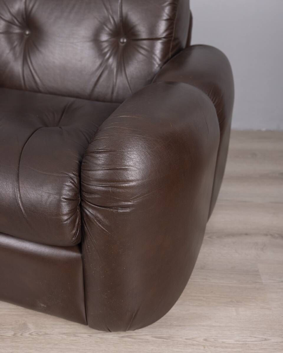Pair Of Brown Leather Armchairs Designed By Ceriotti, 1970s photo buy