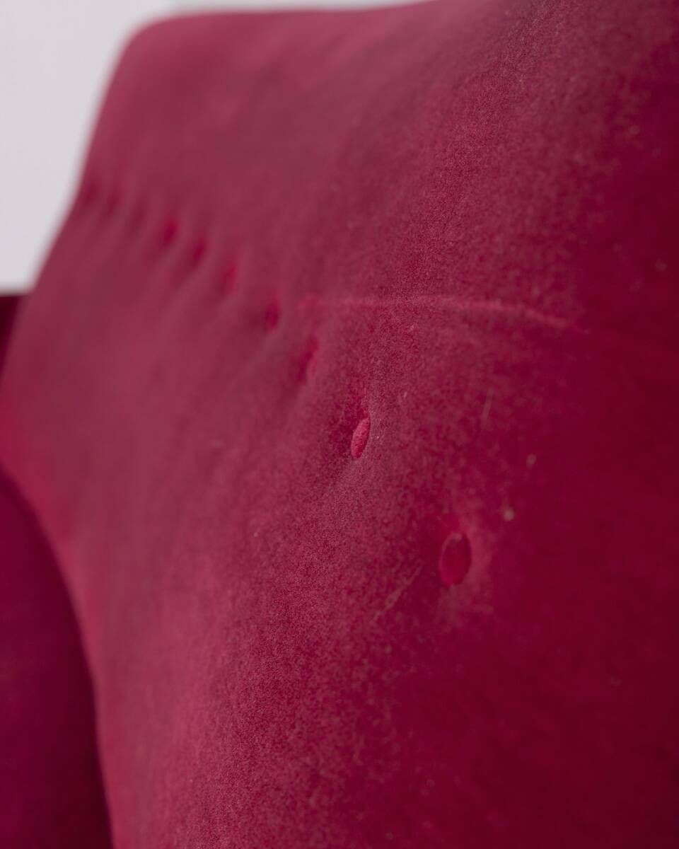 photo furniture 1950s Vintage Red Velvet Sofa, Italian Design
