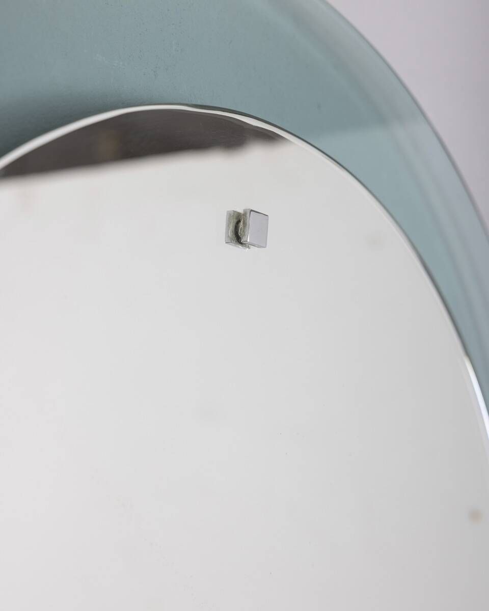 Round Wall Mirror In Smoked Glass, Italy, 1970s photo 424.0