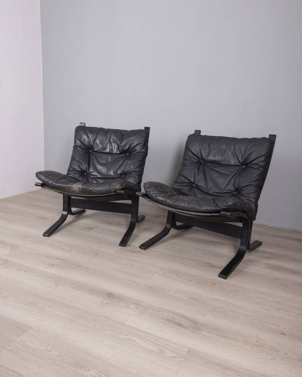 Pair Of Vintage Leather Armchairs From The 1970s, "Siesta", Designed By I. photo for sale