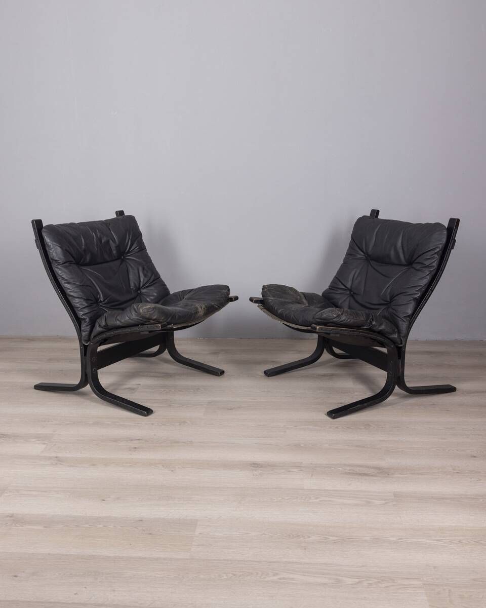 Pair Of Vintage Leather Armchairs From The 1970s, "Siesta", Designed By I. photo vinterior