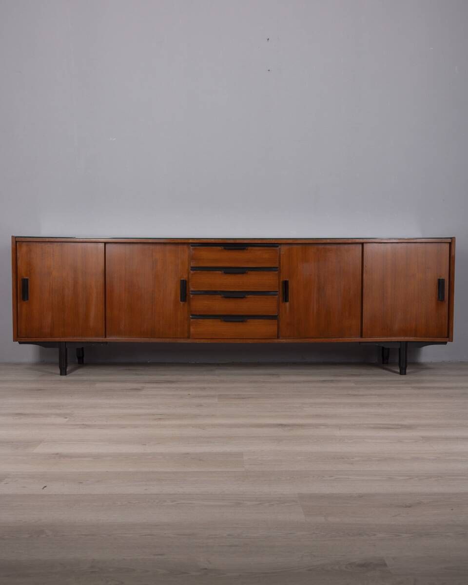 Sideboard In Wood And Glass With An Italian Design From The 1960s photo furniture