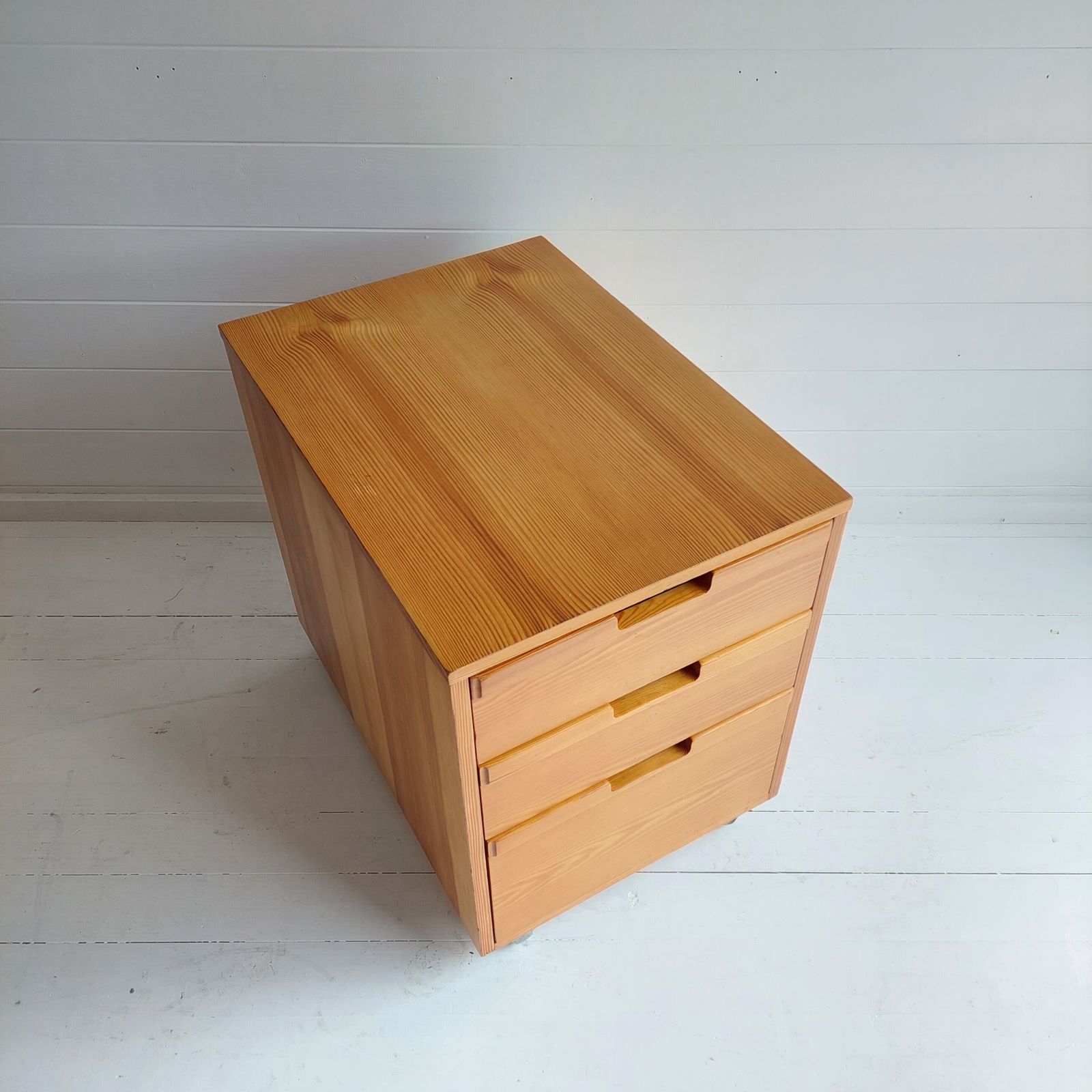 photo for sale Mid Century Scandinavian Pine Bedside Chest Of Drawers Filing Cabinet Alvar Aalto Style 70s Restored