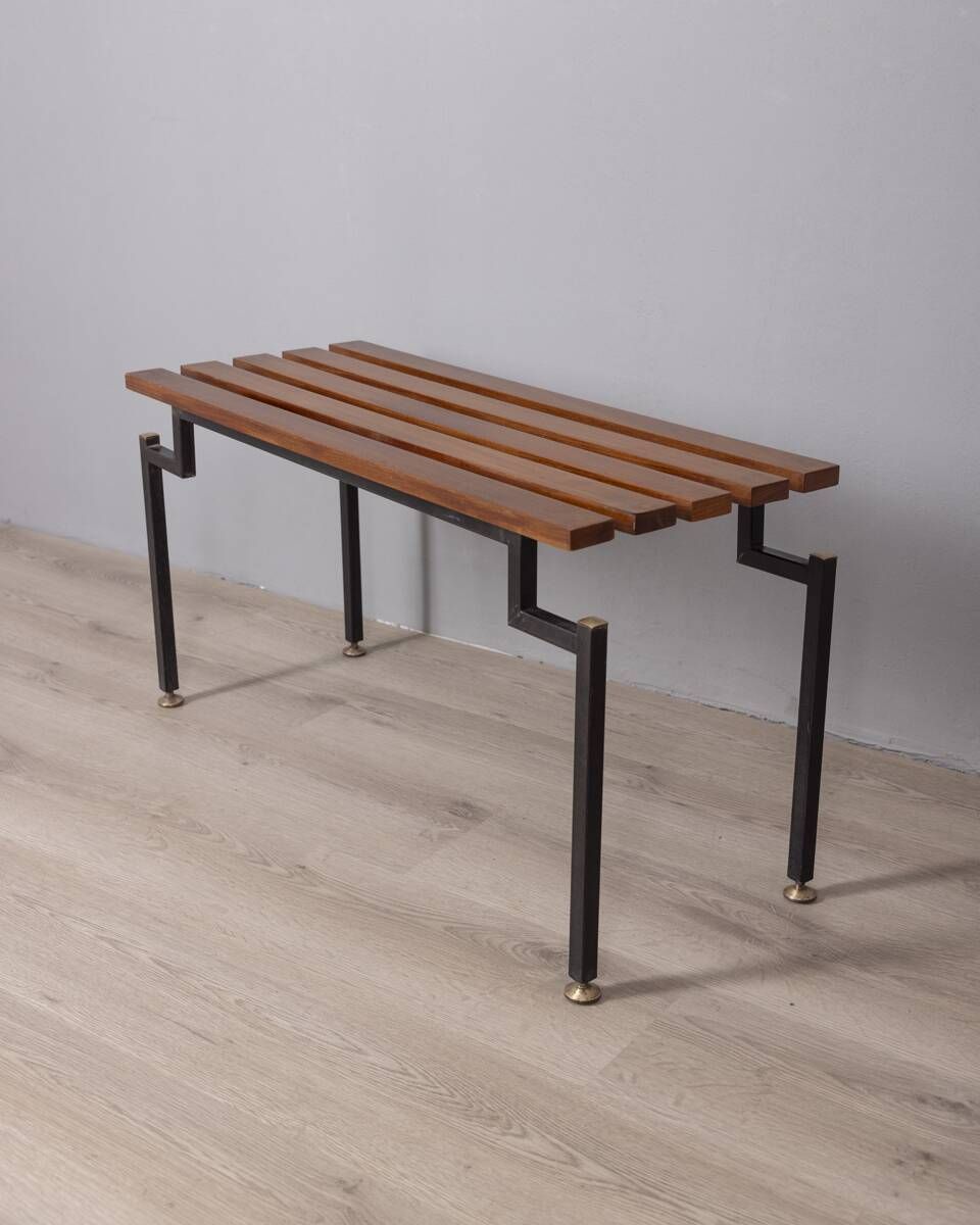 Vintage 1960s Teak Wood Bench With Italian Design photo buy