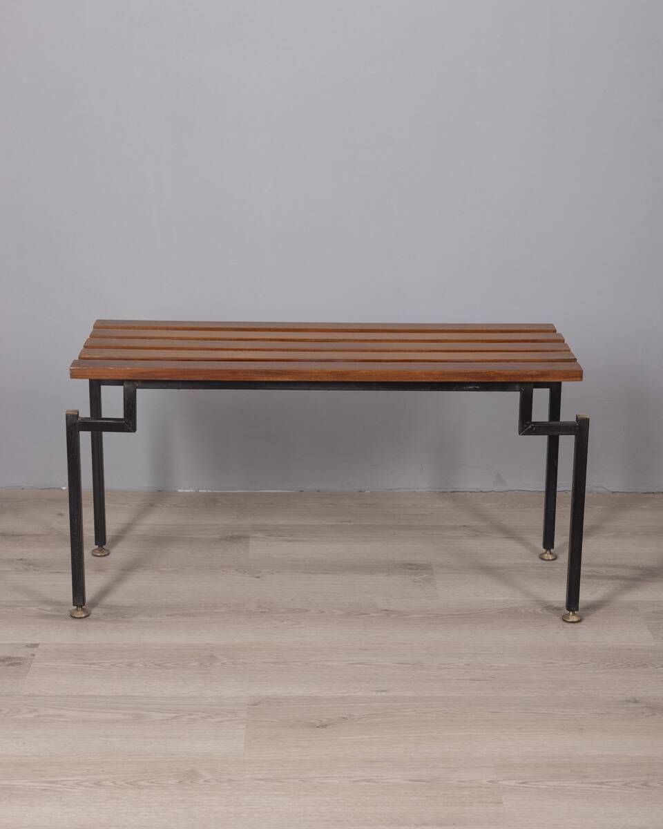 Vintage 1960s Teak Wood Bench With Italian Design photo vintage