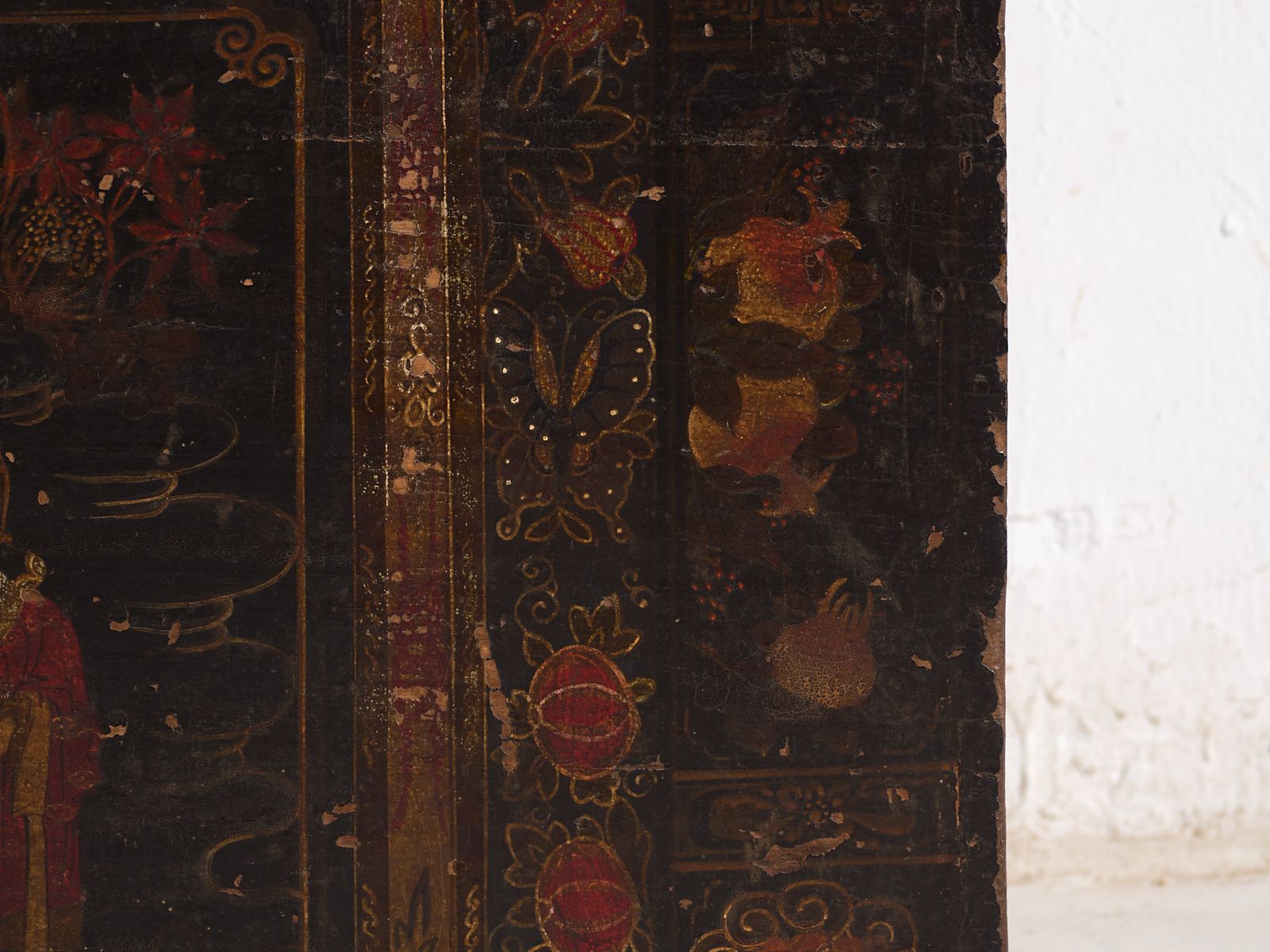 Antique Painted Trunk In Pine Wood – China, Circa 1900 photo vintage