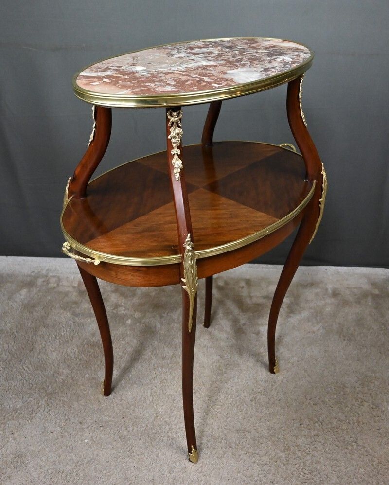 Mahogany Veneer Tea Table, Louis XV Style – Early 20th Century photo for sale