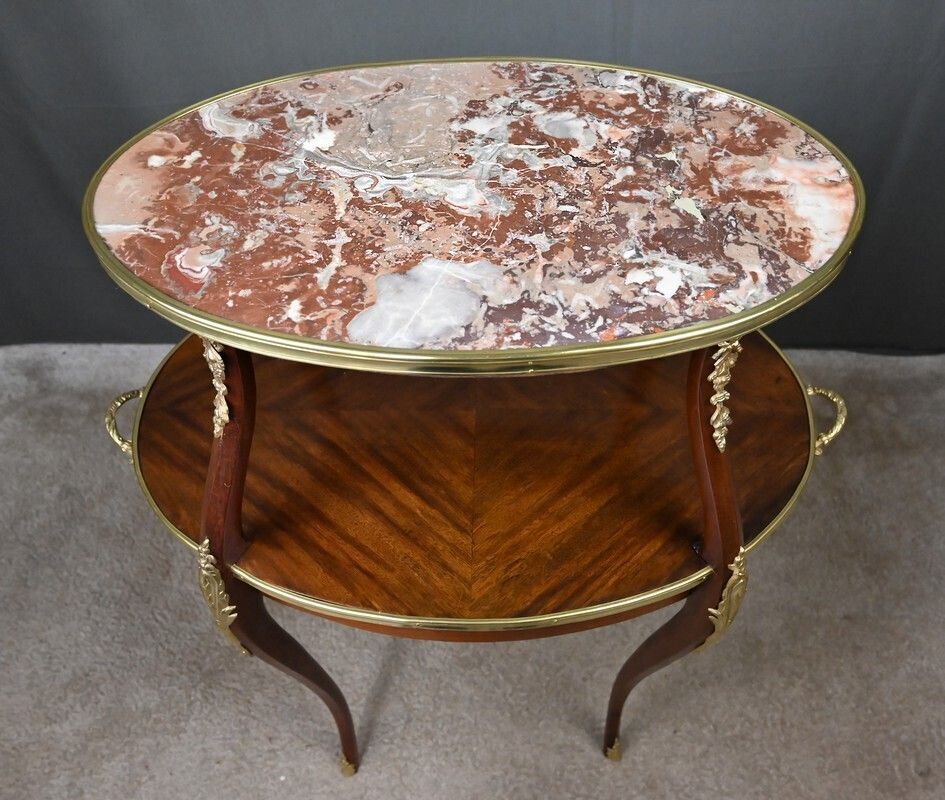 Mahogany Veneer Tea Table, Louis XV Style – Early 20th Century photo 1496.0