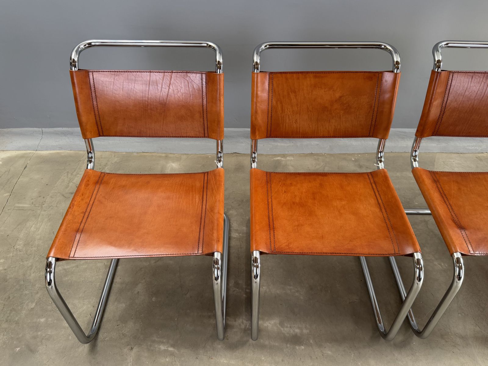 6 Dining Chairs Mart Stam Marcel Breuer S33 Set Of Six Fasem Chrome Tan Brown Cognac Leather Cantilever Bauhaus 6 Mid Century Dining Chairs photo Furniture