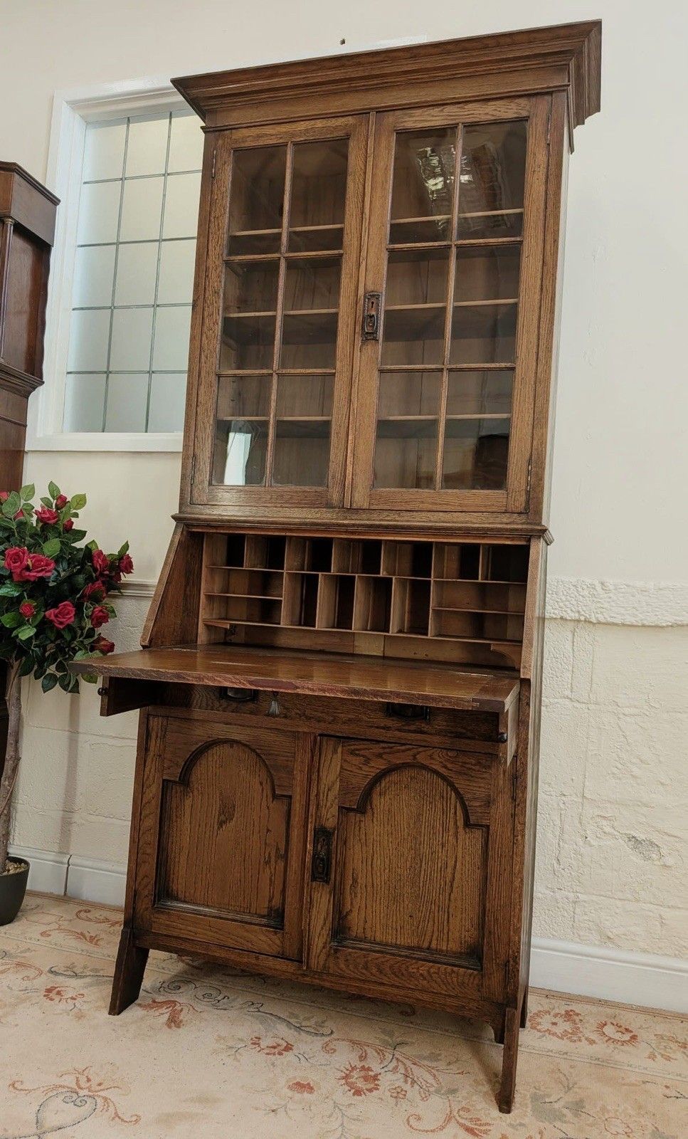 photo for sale Edwardian Solid Oak Bookcase Bureau