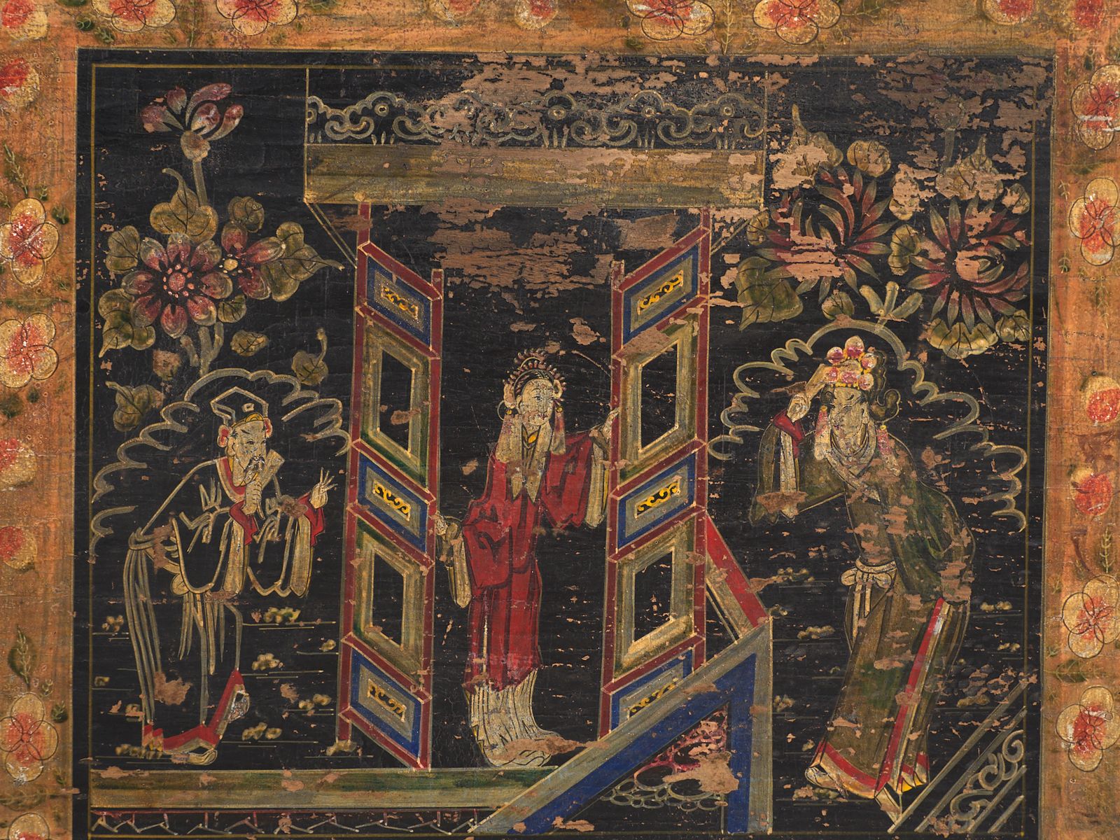 photo for sale Antique Painted Trunk In Pine Wood – China, Circa 1900
