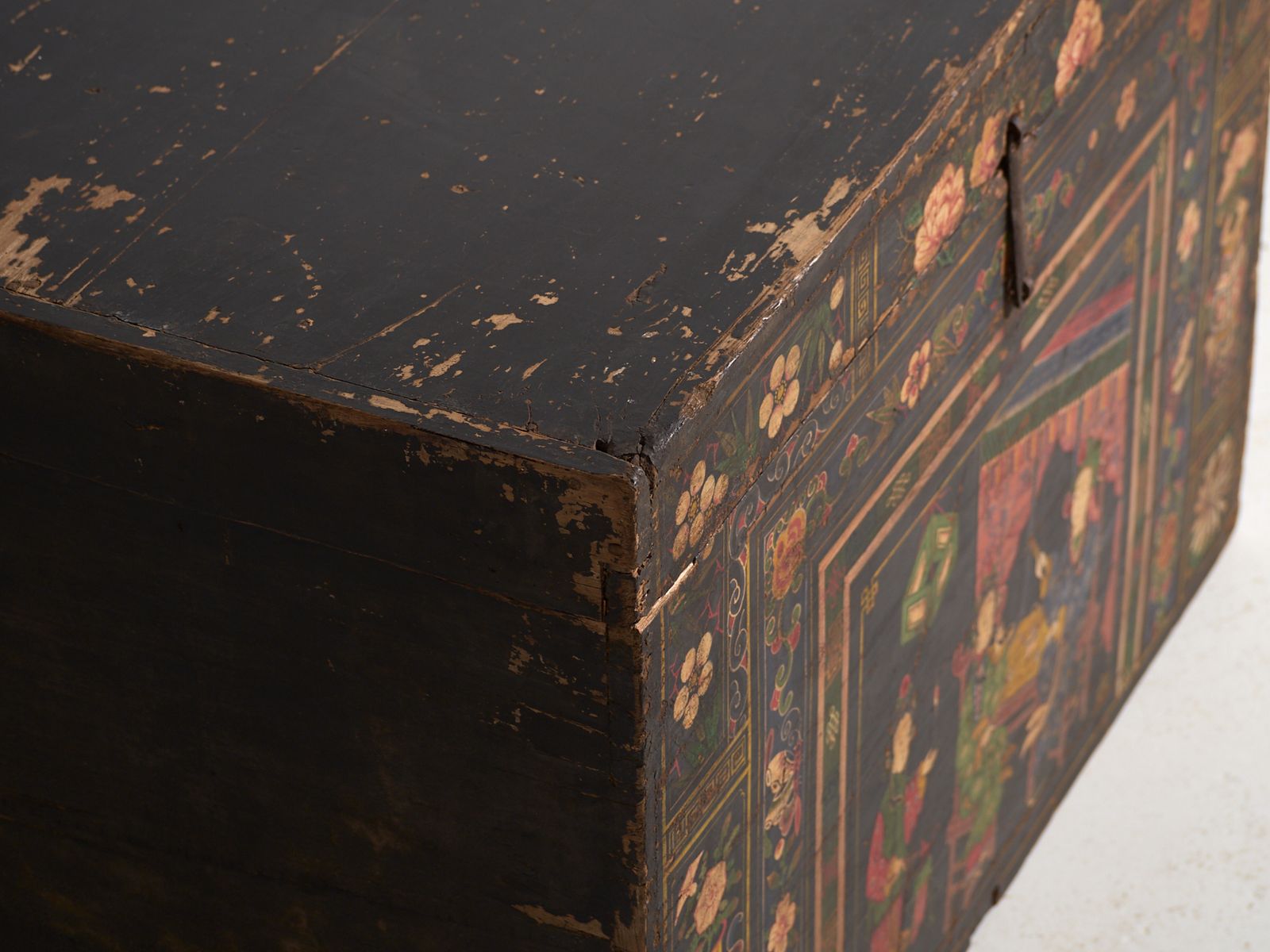 Furniture Antique Painted Trunk In Pine Wood – China, Circa 1900 photo