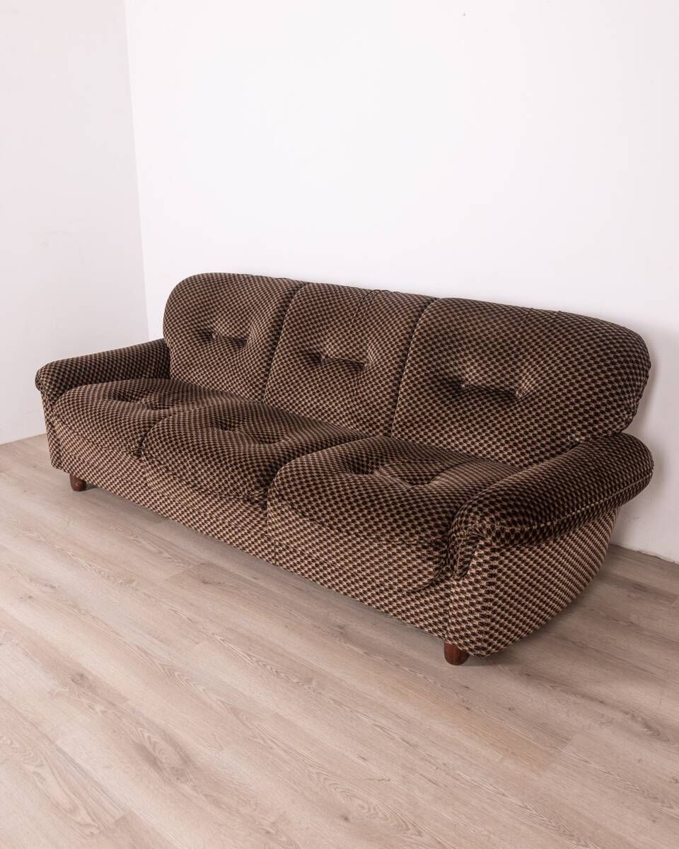 Living Room Sofa And Pair Of Vintage Armchairs From The 70s In Italian Design Fabric photo vintage