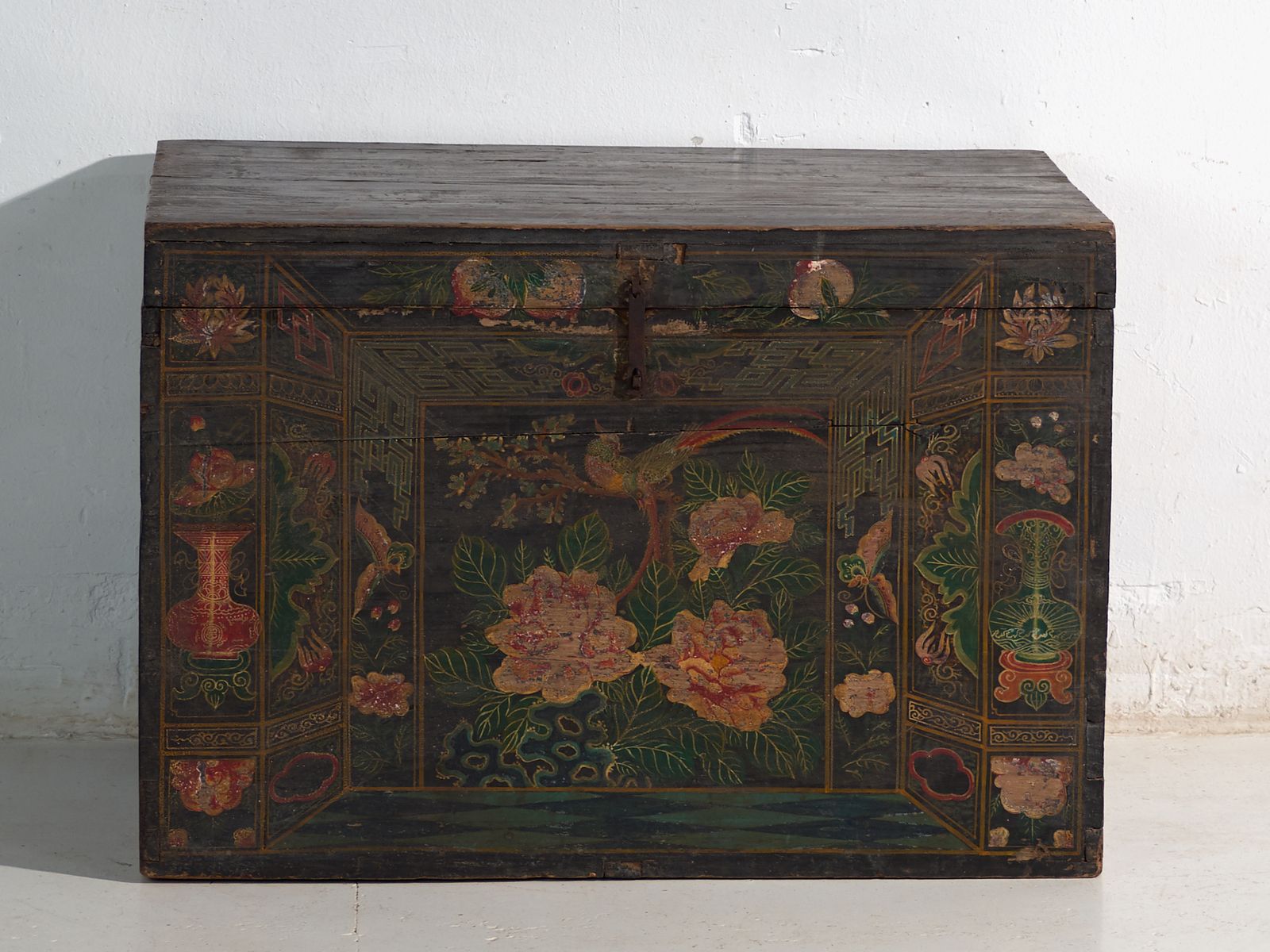 Furniture Antique Painted Trunk In Pine Wood – China, Circa 1900 photo