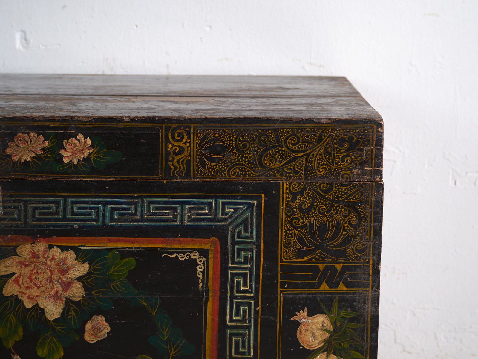 Furniture Antique Painted Trunk In Pine Wood – China, Circa 1900 photo
