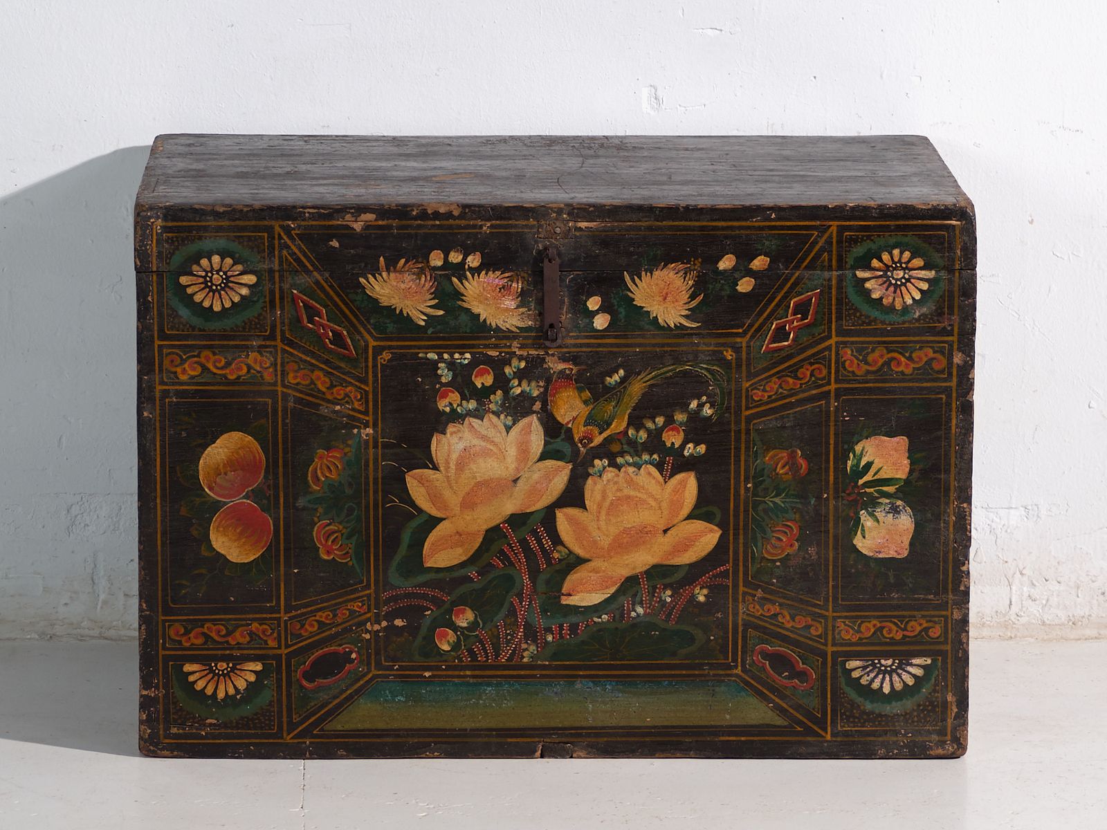 photo for sale Antique Painted Trunk In Pine Wood – China, Circa 1900
