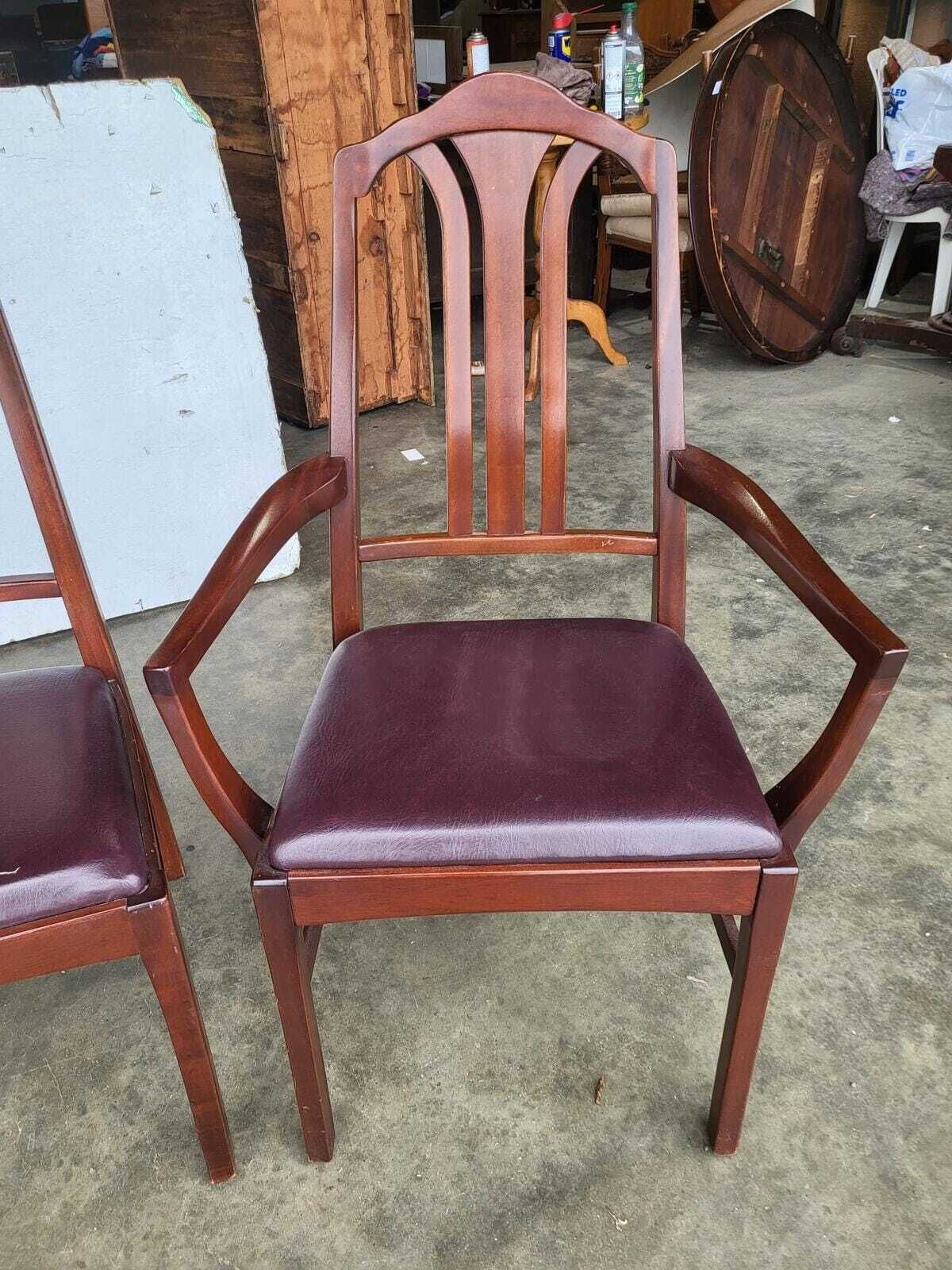295.0 1970's Extending Dark Teak Pedestal Dining Table Seat 6/8 + 4 Chairs photo