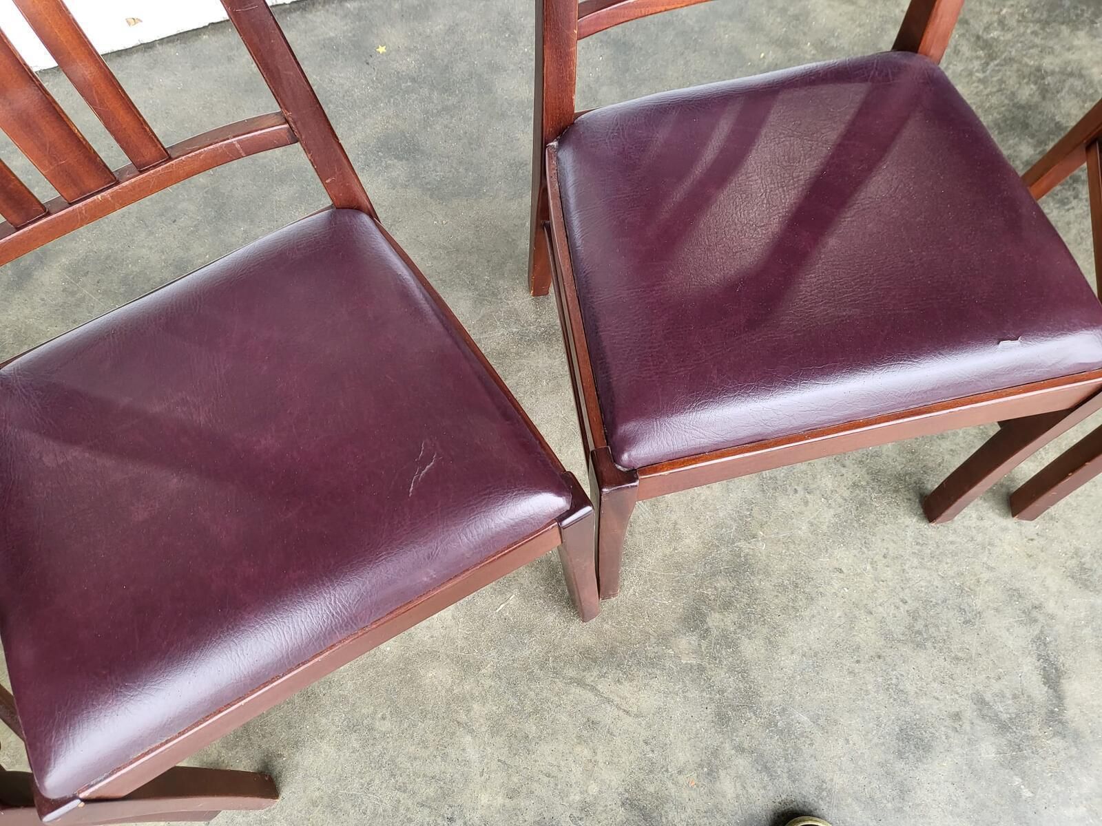 photo buy 1970's Extending Dark Teak Pedestal Dining Table Seat 6/8 + 4 Chairs