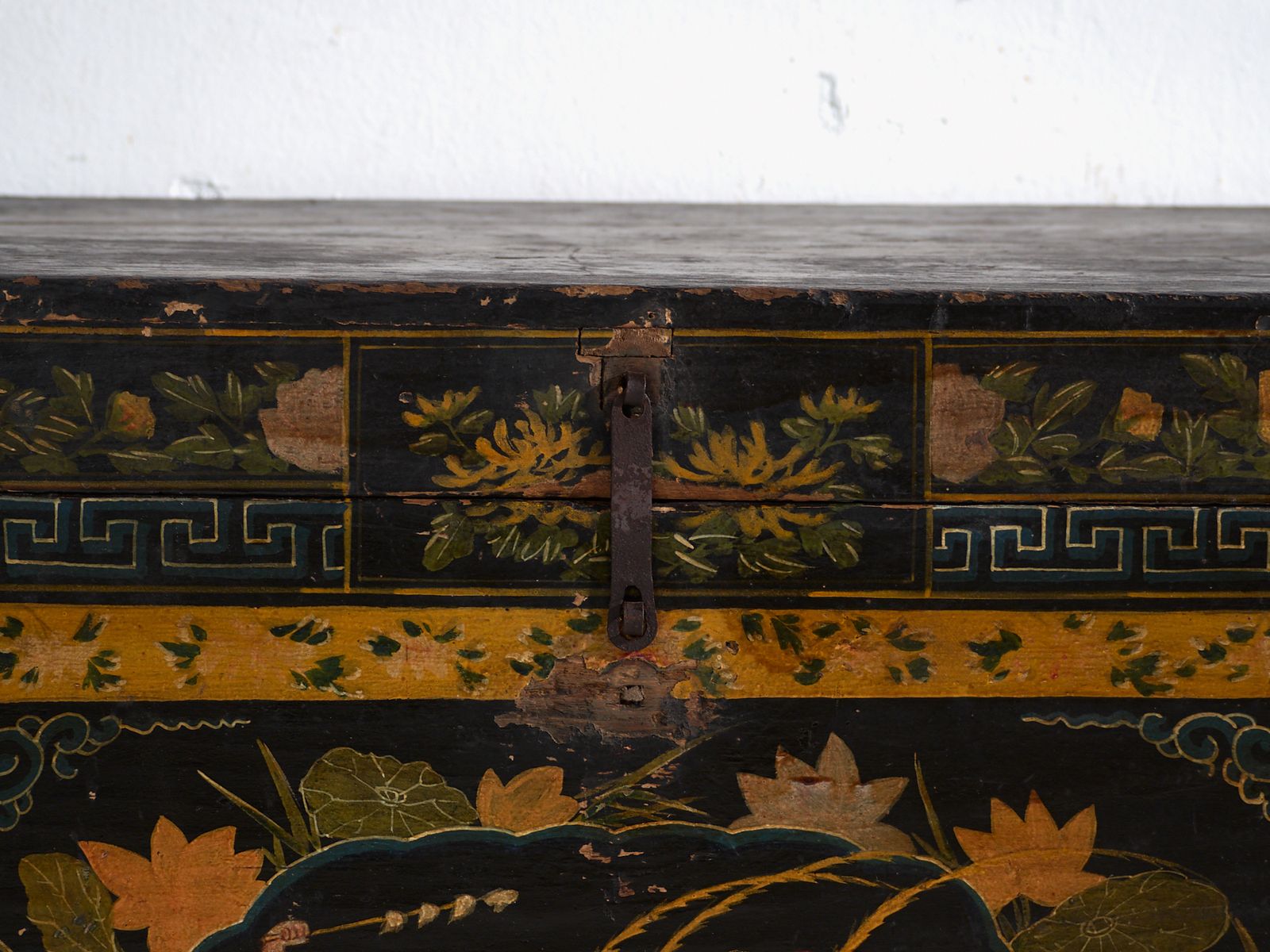 Antique Black Lacquered Trunk In Pine Wood – China, Circa 1900 photo buy