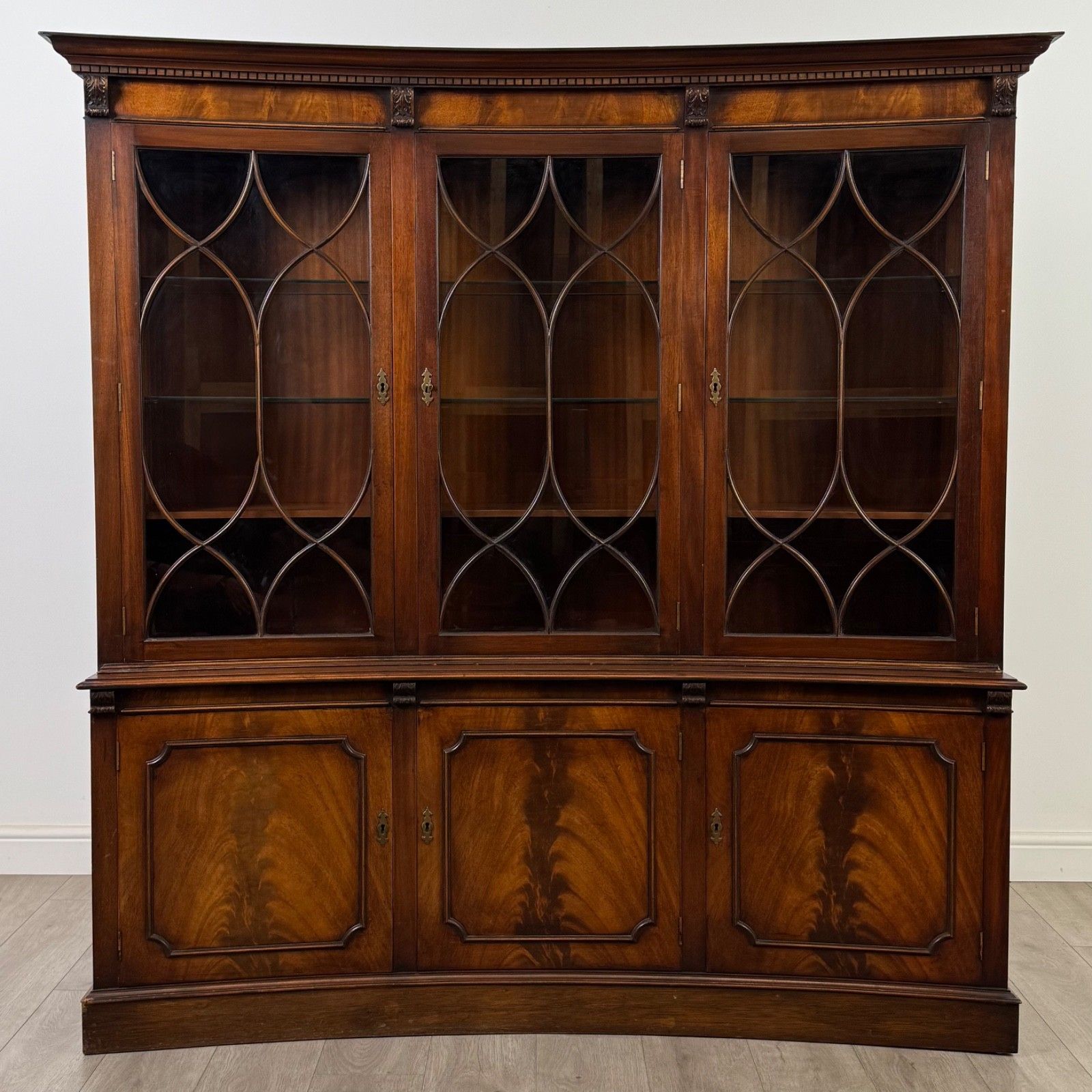 Antique 20th Century Concave Bookcase In Mahogany ( Af 5840 )
