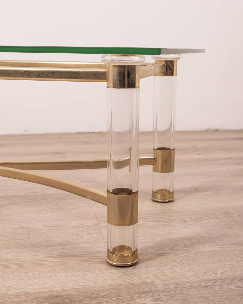 photo for sale Vintage 70's Table In Brass And Lucite Design By Sandro Petti For Metalarte