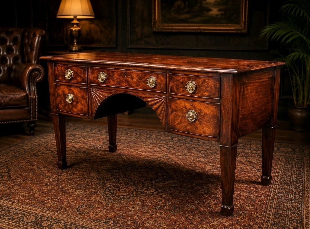 Burr Walnut Writing Desk Georgian Regency Revival C.1930s photo furniture
