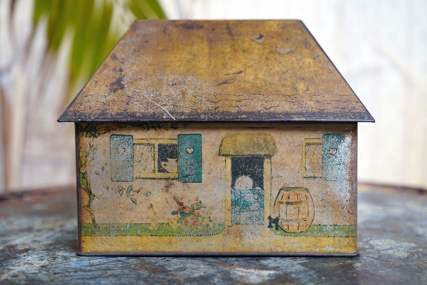 photo furniture A Charming C.1930s Crawford & Sons Ltd Tin Biscuit Barrel Money Box; 'Bicky House' By Mabel Lucie Attwell