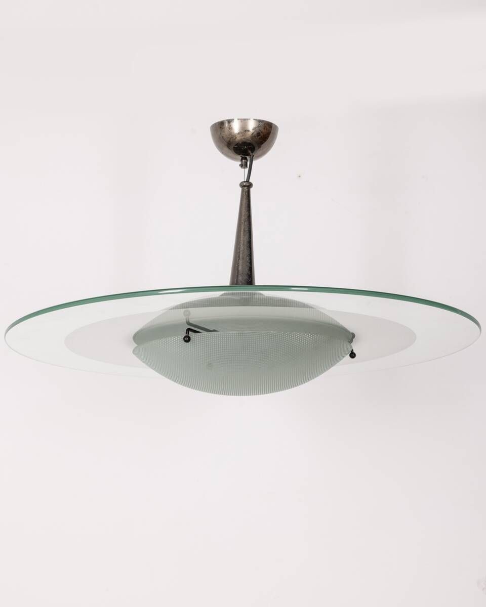 Vintage 60's Chandelier In Glass And Crystal Italian Design photo furniture