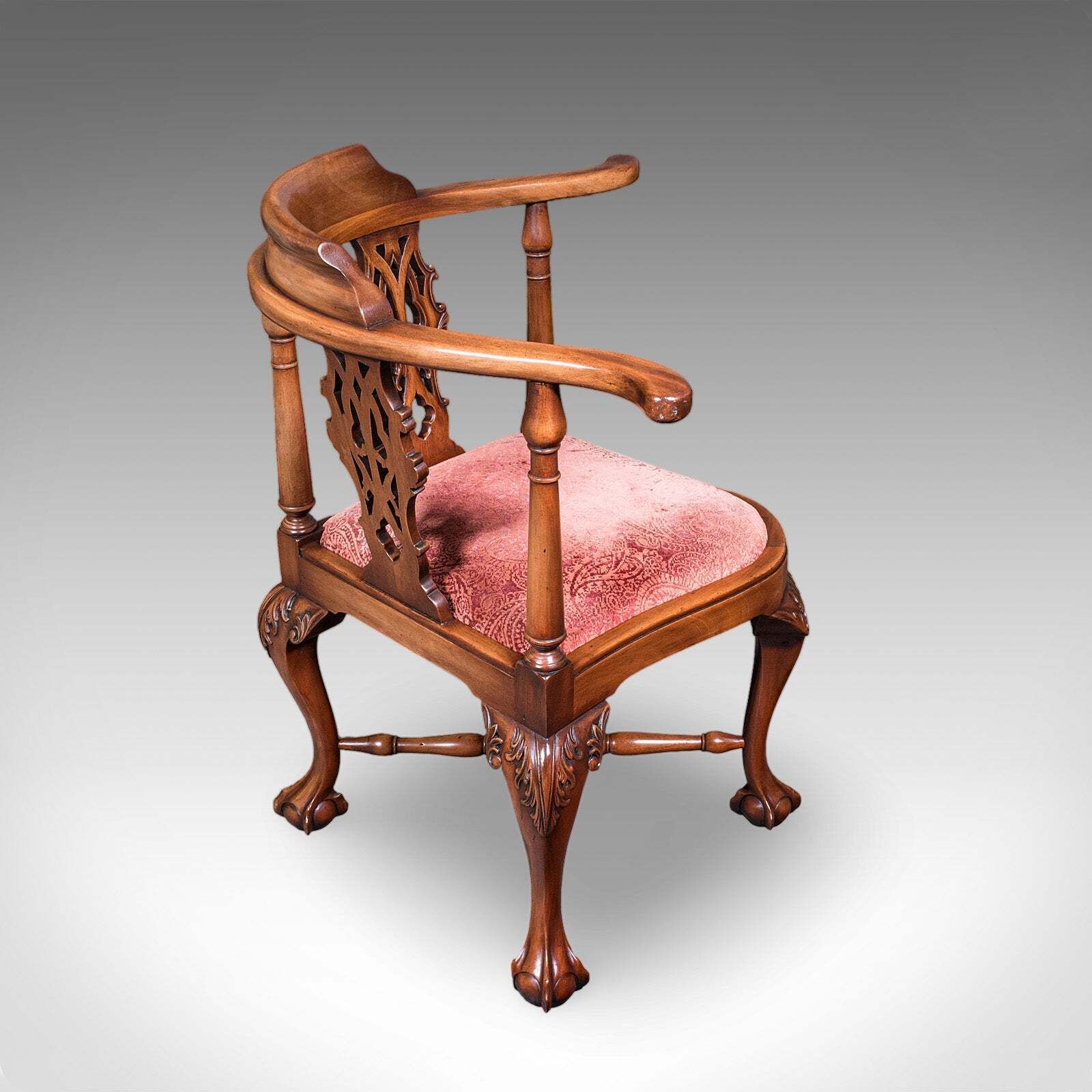 Antique Corner Armchair, English, Dressing Seat, Georgian Revival, Edwardian photo for sale