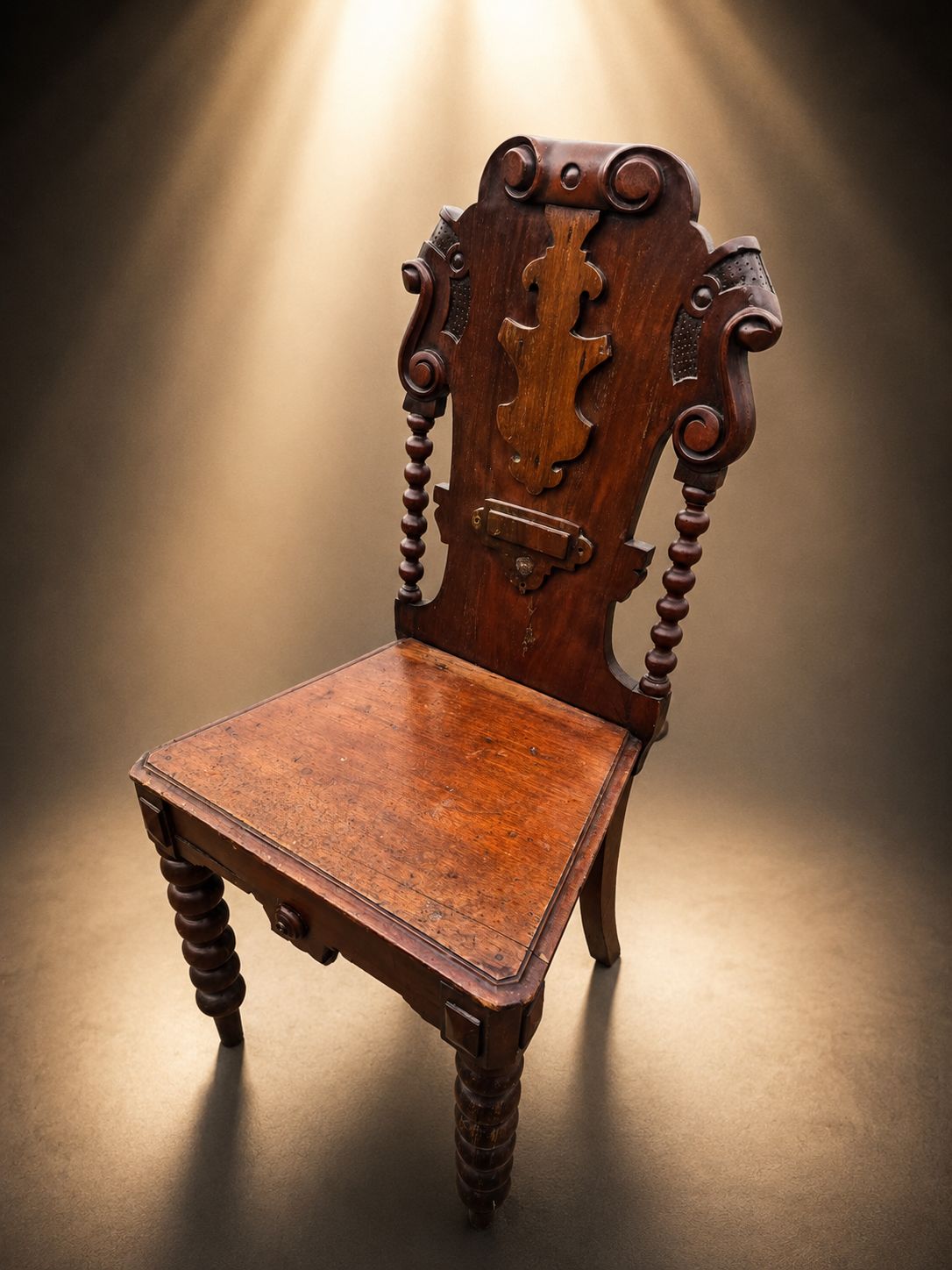 Rare Antique Barley Twist Oak Hall Chair Carved Side Chair photo Furniture