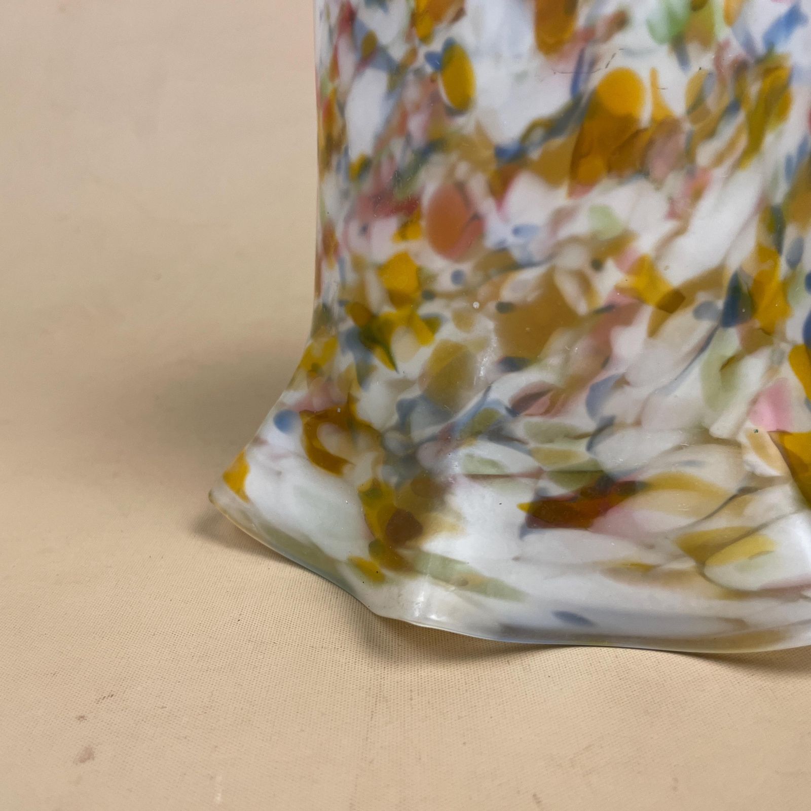 Glass Lamp Shade Multicoloured Speckled Art Glass Tulip Bell Shade Mid Century Modern Murano Style Pendant Light Shade photo for sale