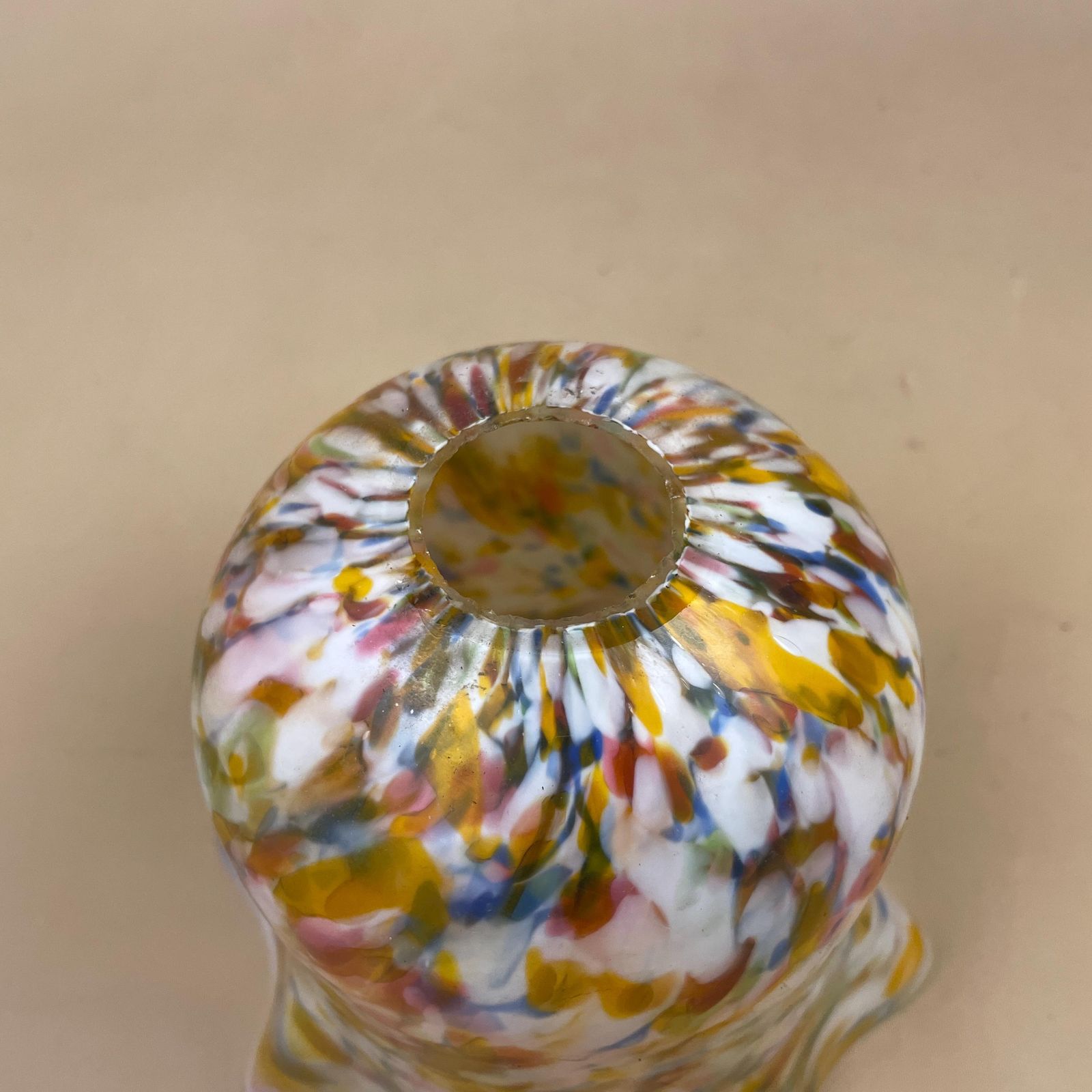 Glass Lamp Shade Multicoloured Speckled Art Glass Tulip Bell Shade Mid Century Modern Murano Style Pendant Light Shade photo vintage