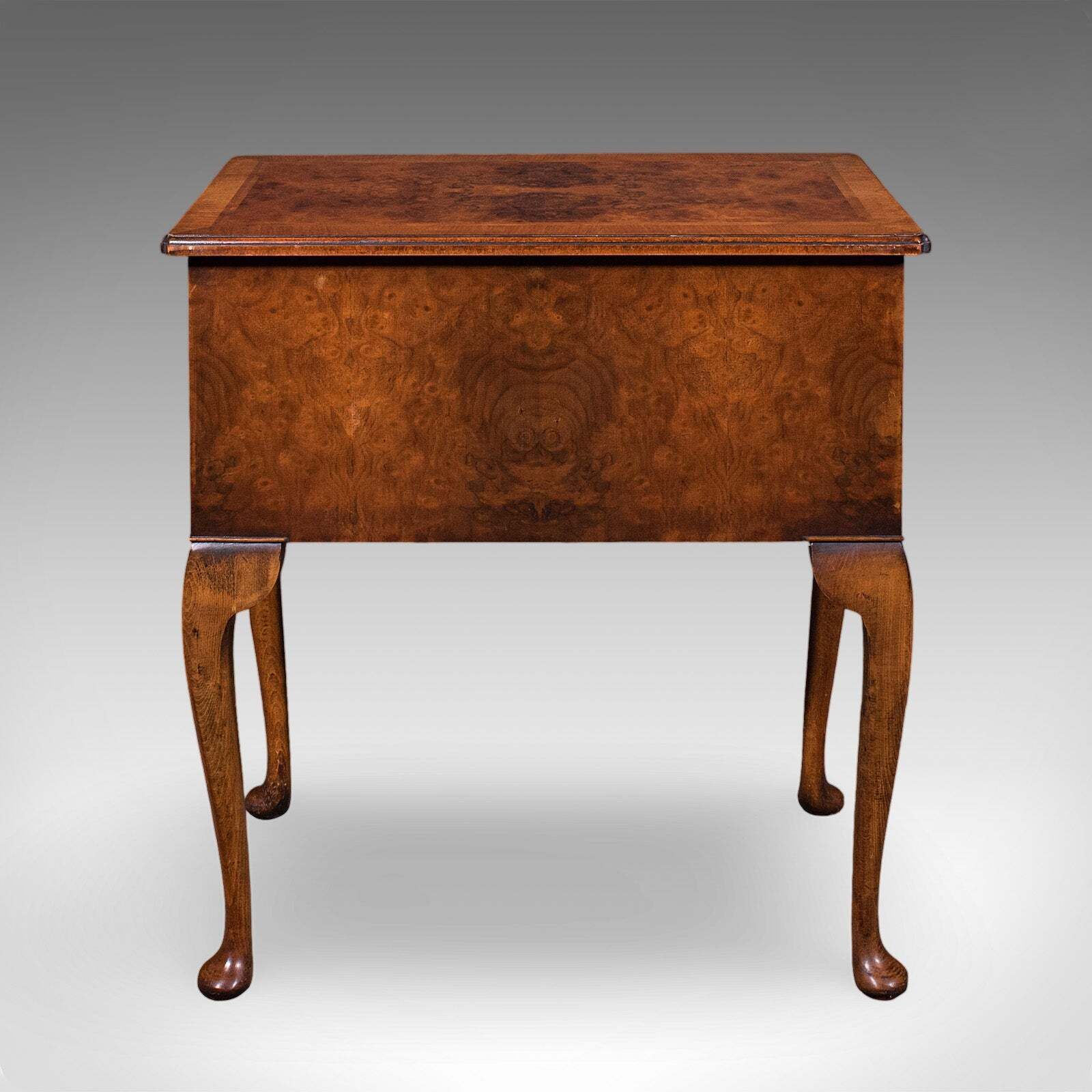 Quality Vintage Georgian Revival Lowboy, English, Burr Walnut, Side, Hall Table photo Furniture