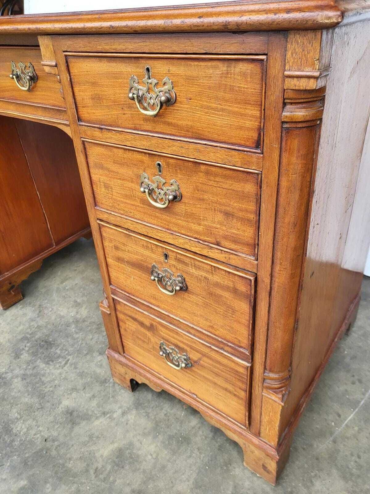 Antique Victorian Small Knee Hole Desk 7 Drawers photo 295.0