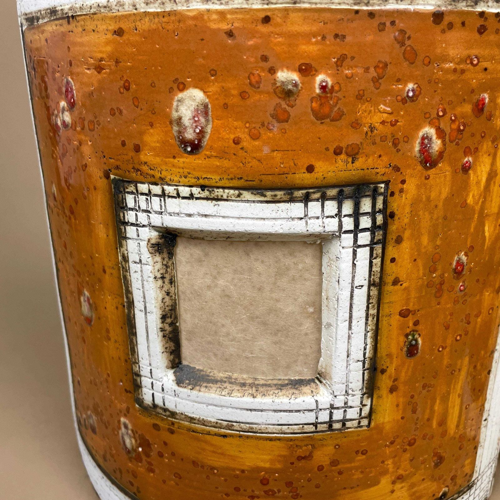 photo vintage Handmade Ceramic Wall Light Pair African Brutalist Studio Pottery Sconce White Amber Mustard Geometric Wall Accent Decor