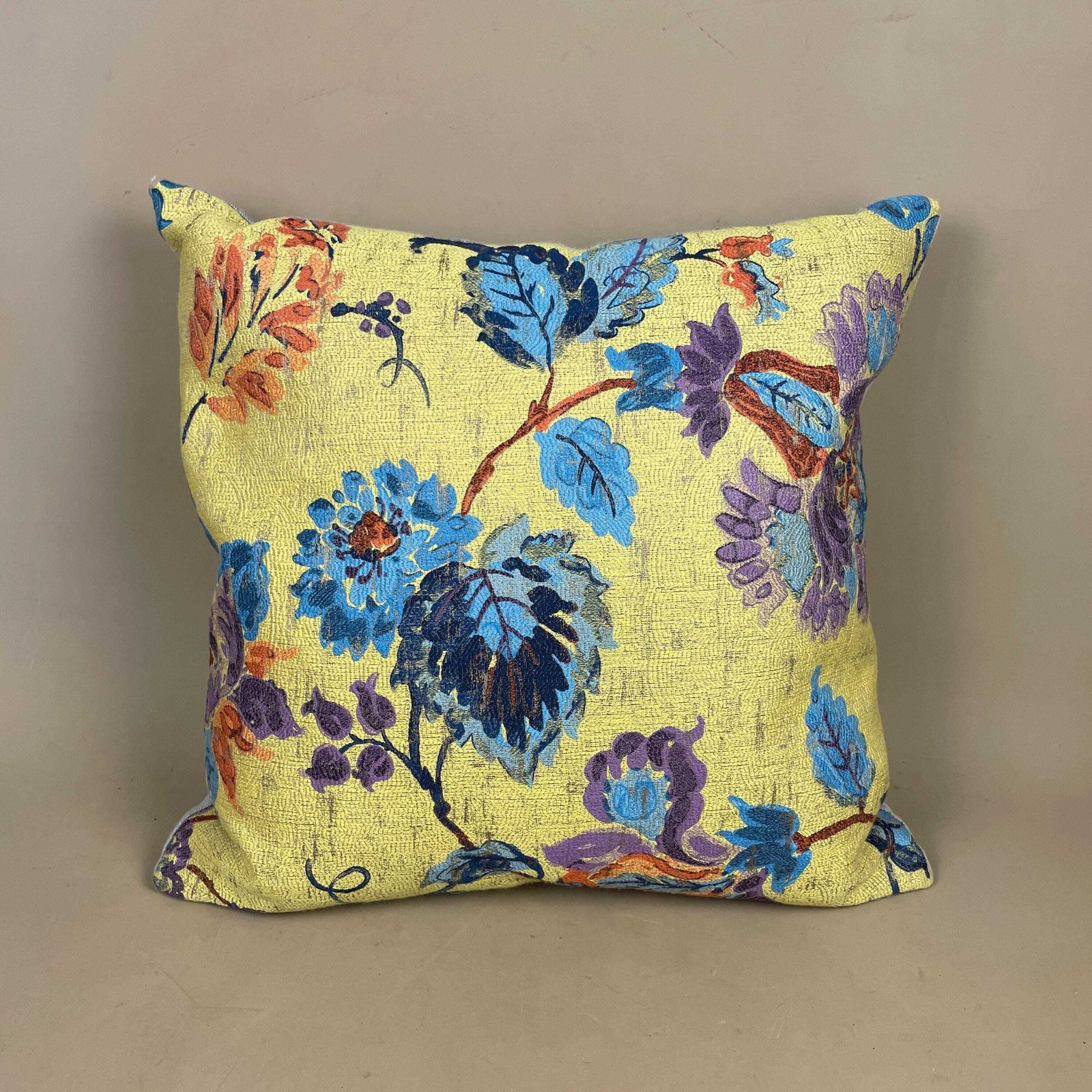Yellow Floral Cushion Feather Filled John Lewis Embroidered Throw Pillow Sofa Accent Vintage Style Elegant