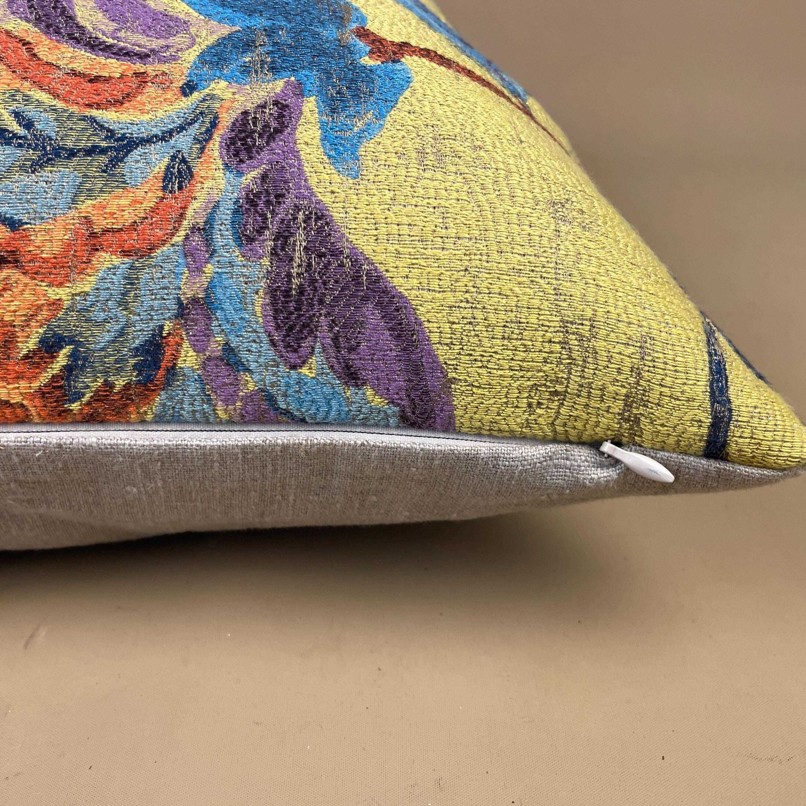 Yellow Floral Cushion Feather Filled John Lewis Embroidered Throw Pillow Sofa Accent Vintage Style Elegant photo 55.0