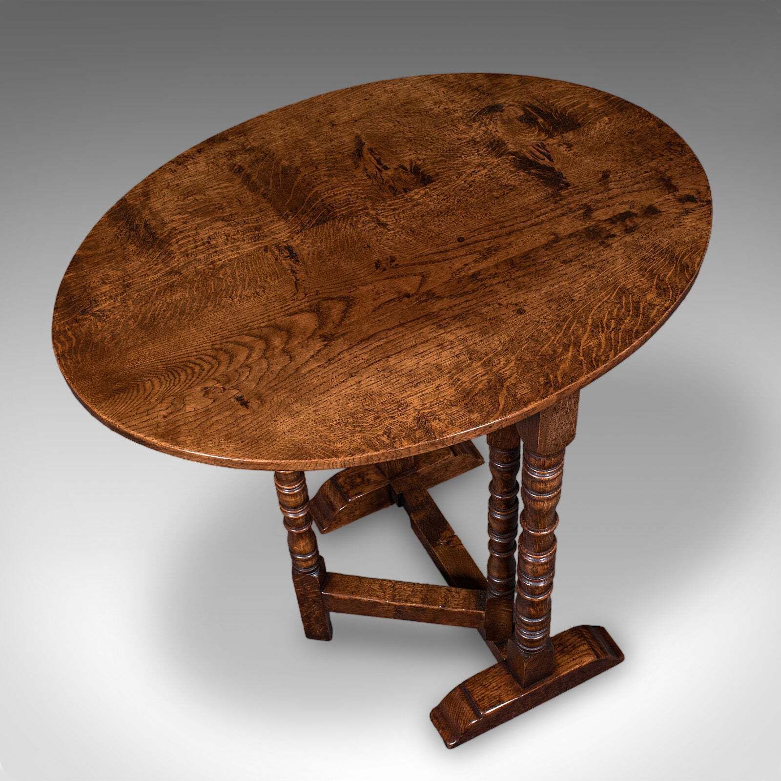 Vintage Folding Oval Occasional Table, English, Gate Leg, Side, Jacobean Revival photo buy