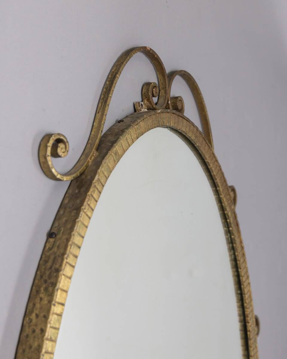Specchio Da Parete Vintage Anni 50 Metallo Dorato photo for sale