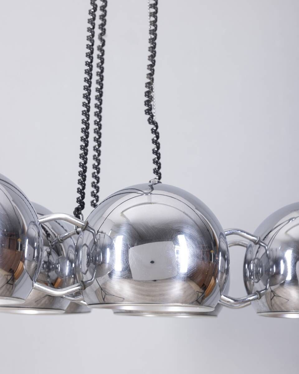 Vintage 1970s Chrome Plated Chandelier Designed By Goffredo Reggiani photo Lighting