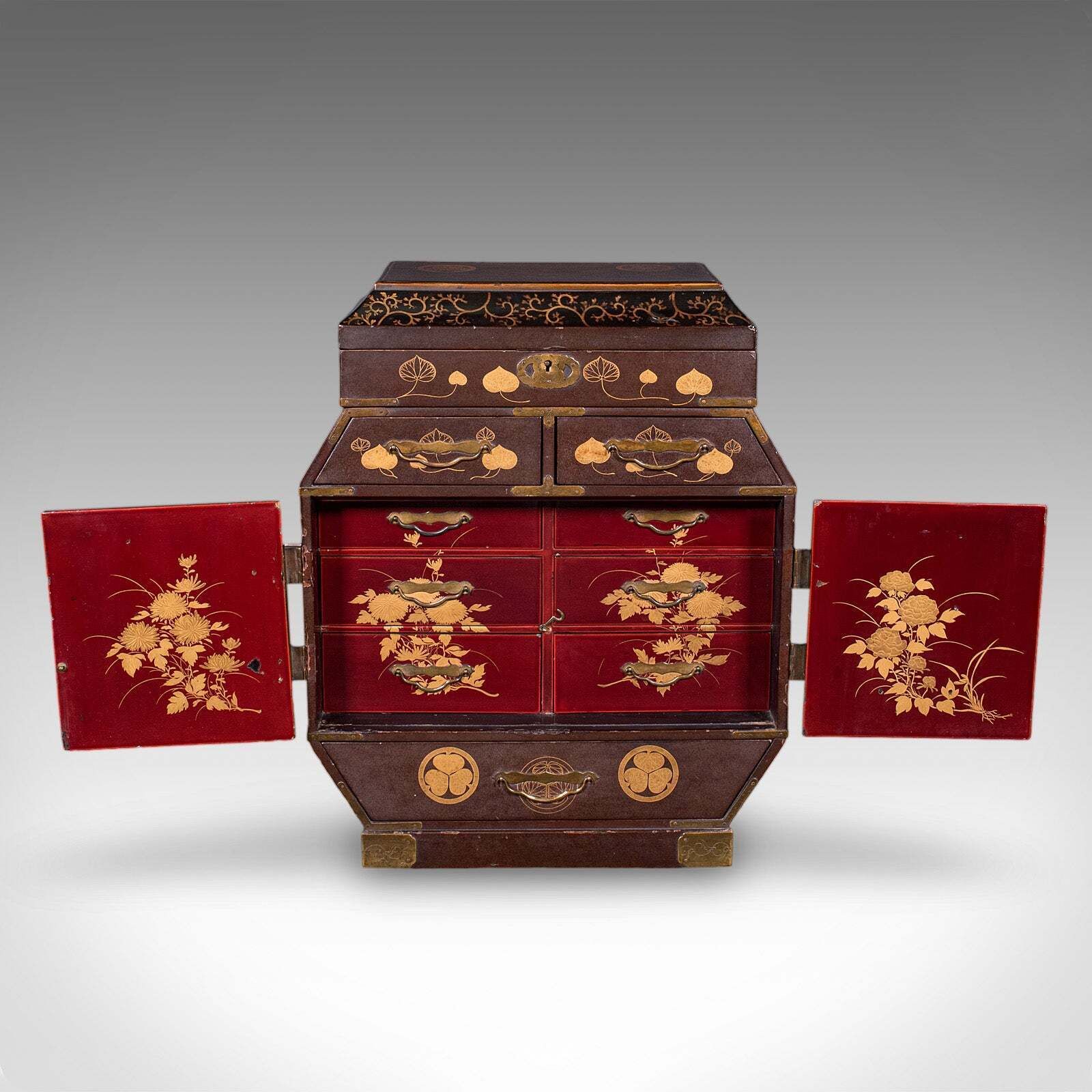 Antique Meiji Table Box, Japanese, Lacquered, Loose Leaf Tea Case, Victorian photo 913.0