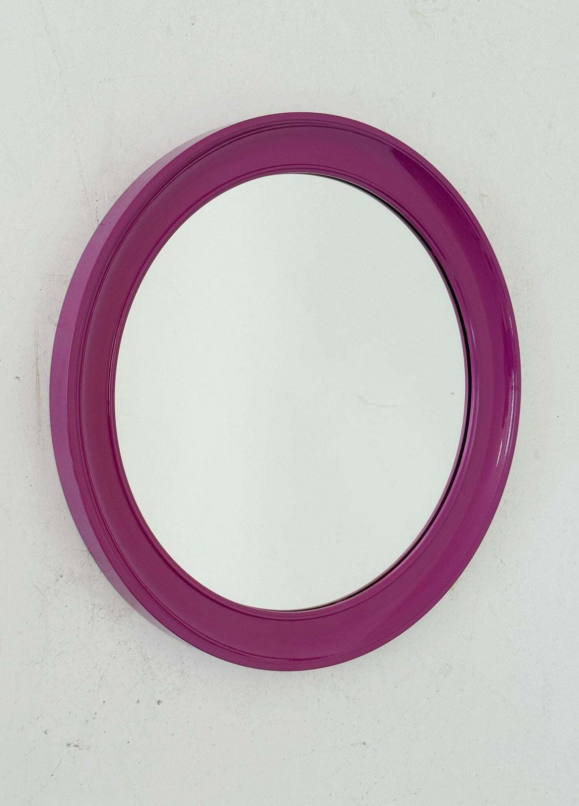 Round Mirror With Purple Plastic Frame