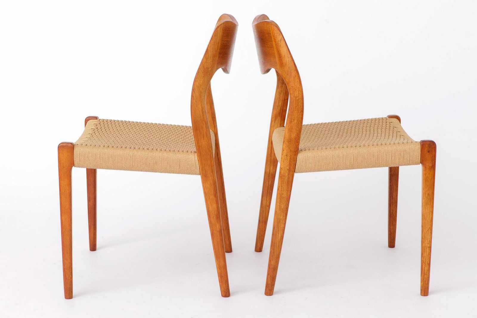 photo buy Set Of 6 Niels Otto Møller Model 71 Dining Chairs, 1960s, Danish Mid Century Teak Chairs With Danish Cord Seats, Scandinavian Design