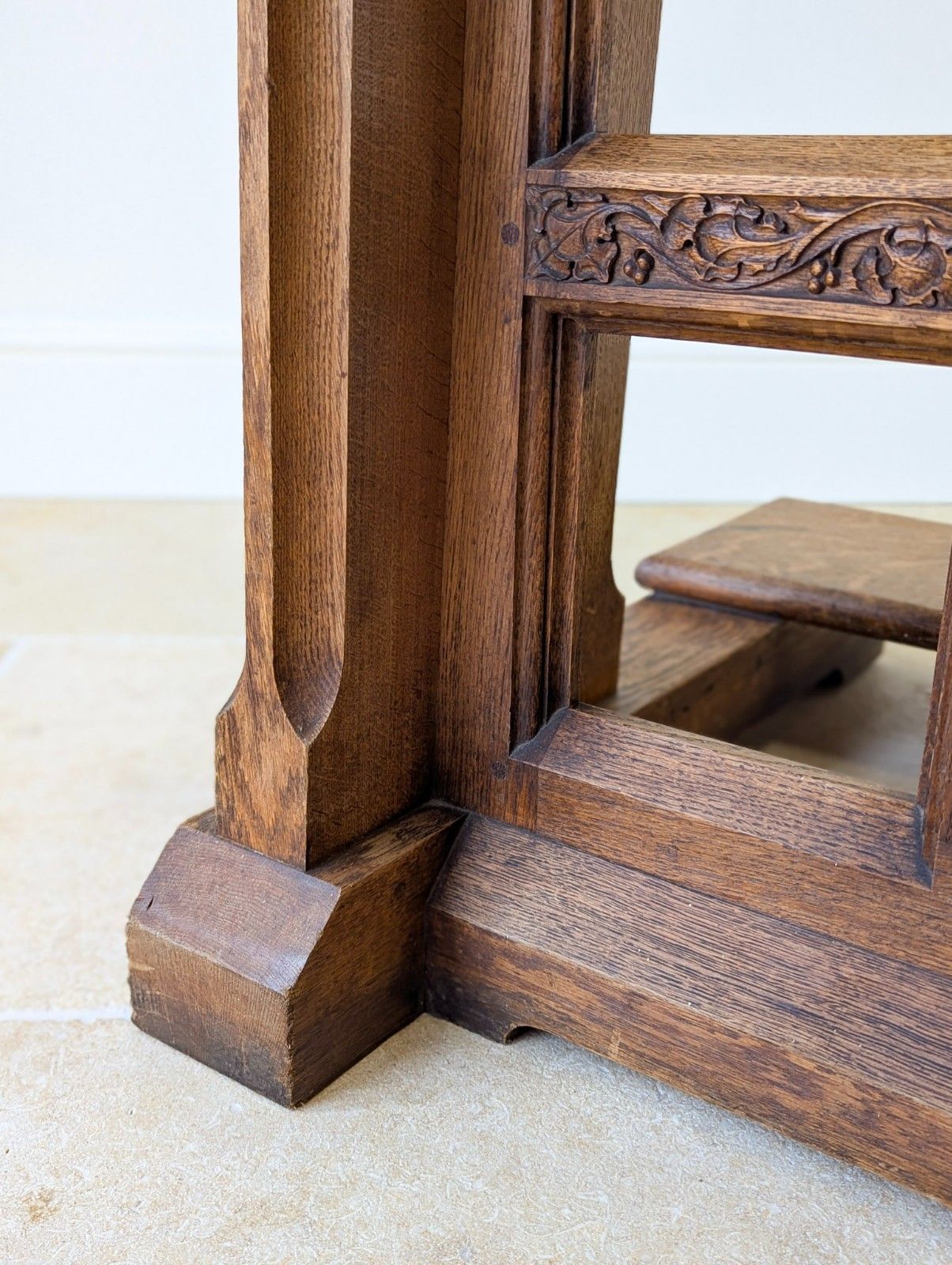 Furniture Antique Victorian Gothic Revival Oak Prie Dieu C.1890 photo