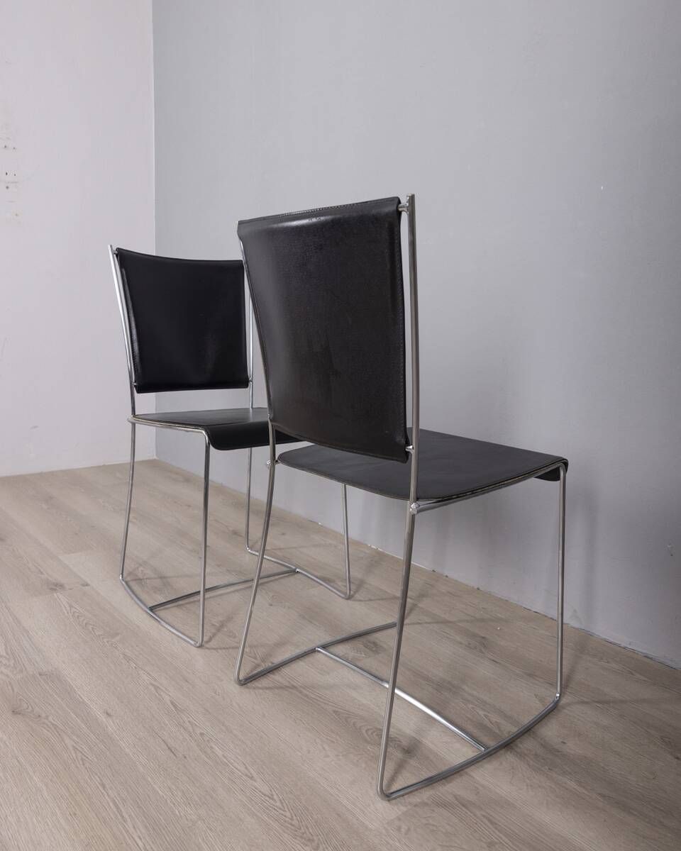 605.0 Pair Of Vintage Leather Chairs From The 1990s, Designed By Segis Italia photo